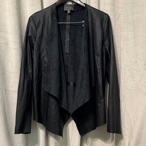 The Limited Black Faux Leather Open Front Jacket